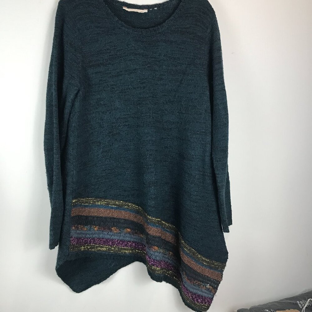 Women's Soft Surroundings Teal Assym. Hem Sweater Size M